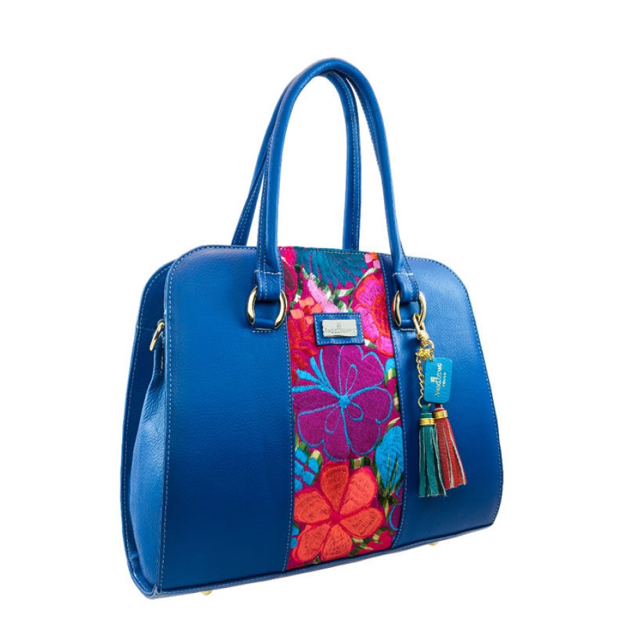 Bags Angel Lozano | Camila Leather Loom Blue Flowers