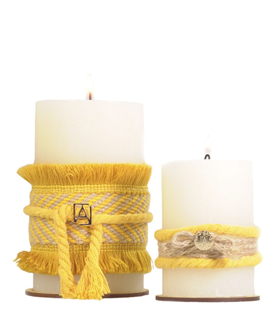 Velas Angel Lozano | Mustard Jute Candle Set