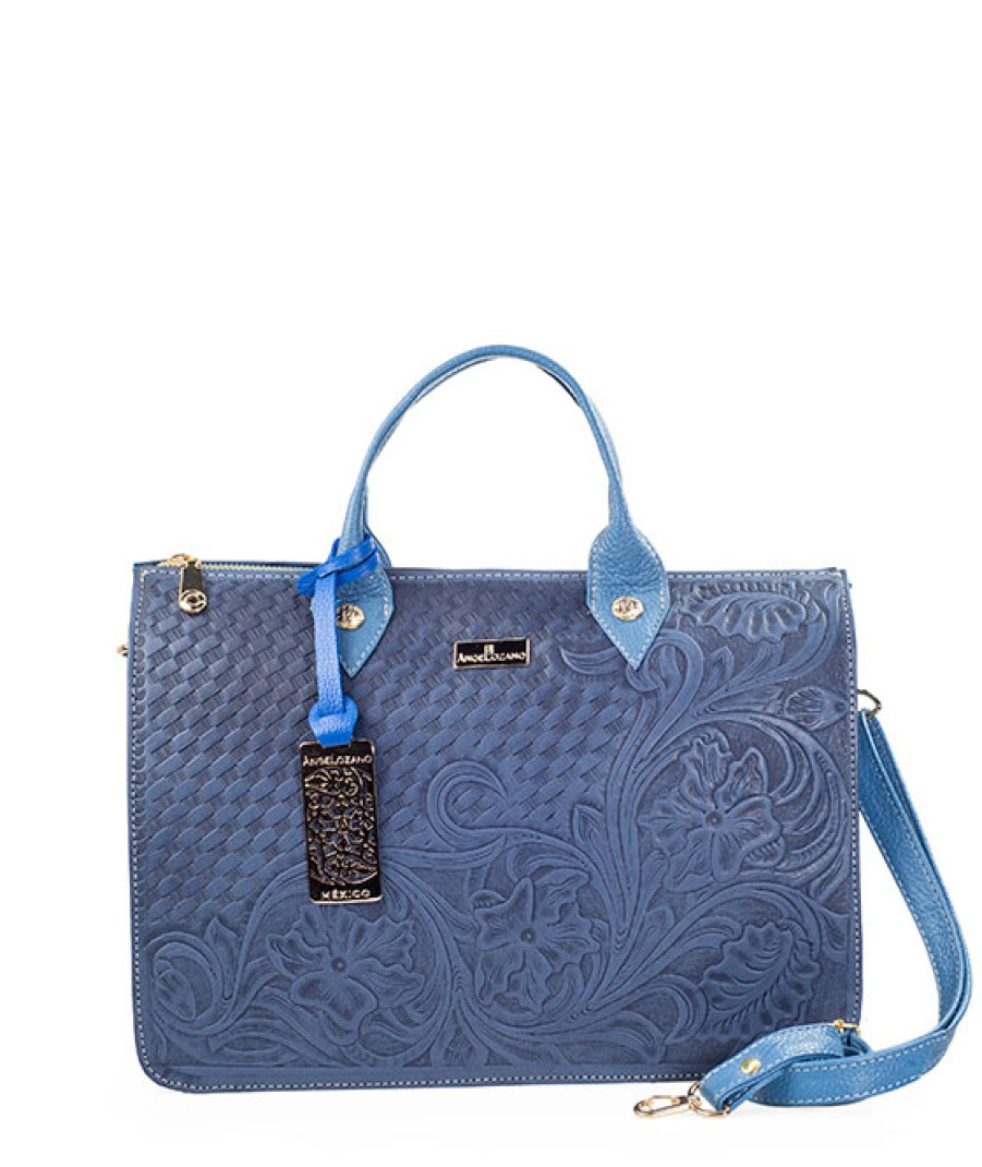 Bags Angel Lozano | Adela Blue Engraved Leather