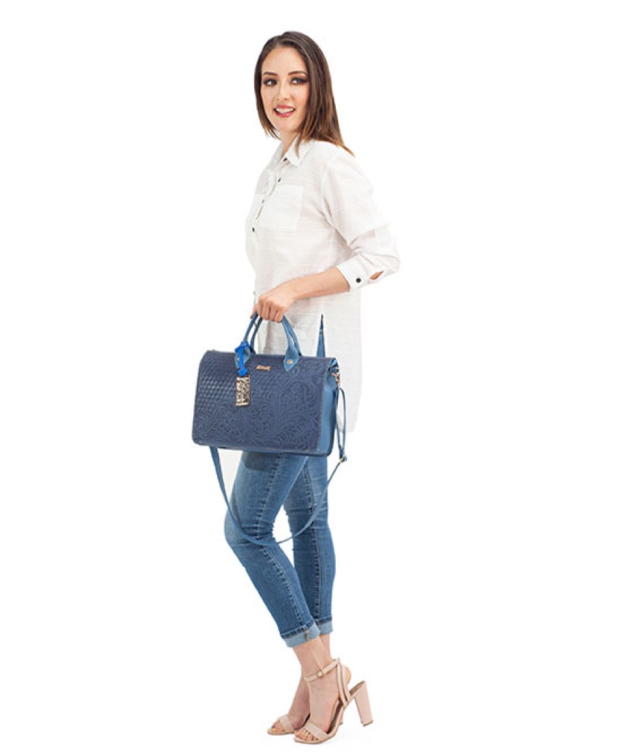 Bags Angel Lozano | Adela Blue Engraved Leather