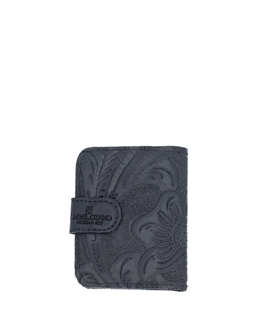 Accessories Angel Lozano | Engraved Leather Card Holder Black