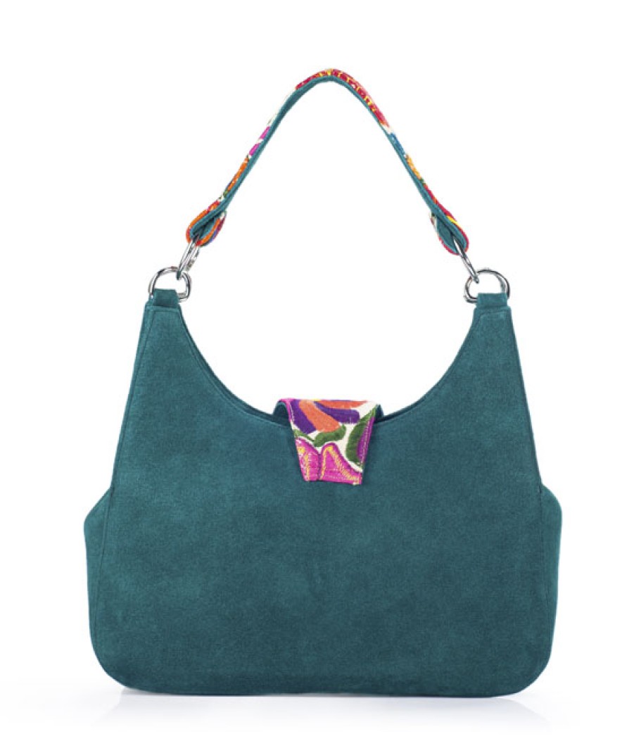 Bags Angel Lozano | Irma Green Suede Loom Flowers