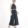 Clothing Angel Lozano | Jumpsuit Color Negro/Dorado Con Cinto De Tela Con Tira Dorada Con Barba Al-W40