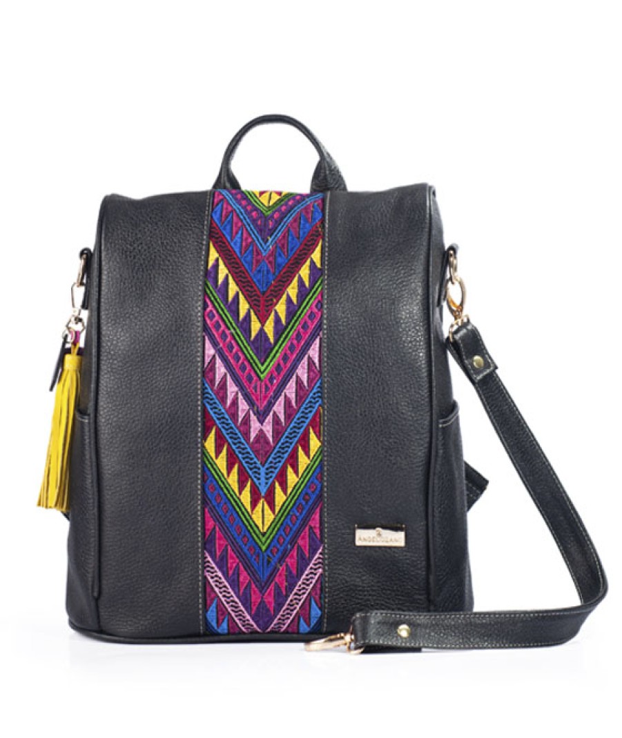 Bags Angel Lozano | Maria Leather Black Ethnic Loom