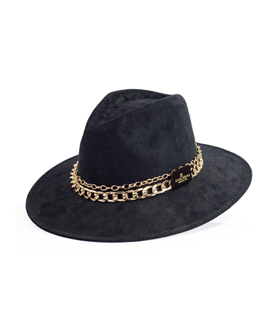 Accessories Angel Lozano | Black Chain Suede Hat