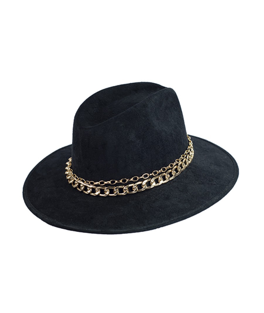 Accessories Angel Lozano | Black Chain Suede Hat