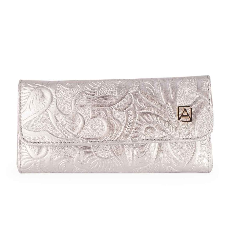 Accessories Angel Lozano | Wallet 101 Silver Engraved Leather