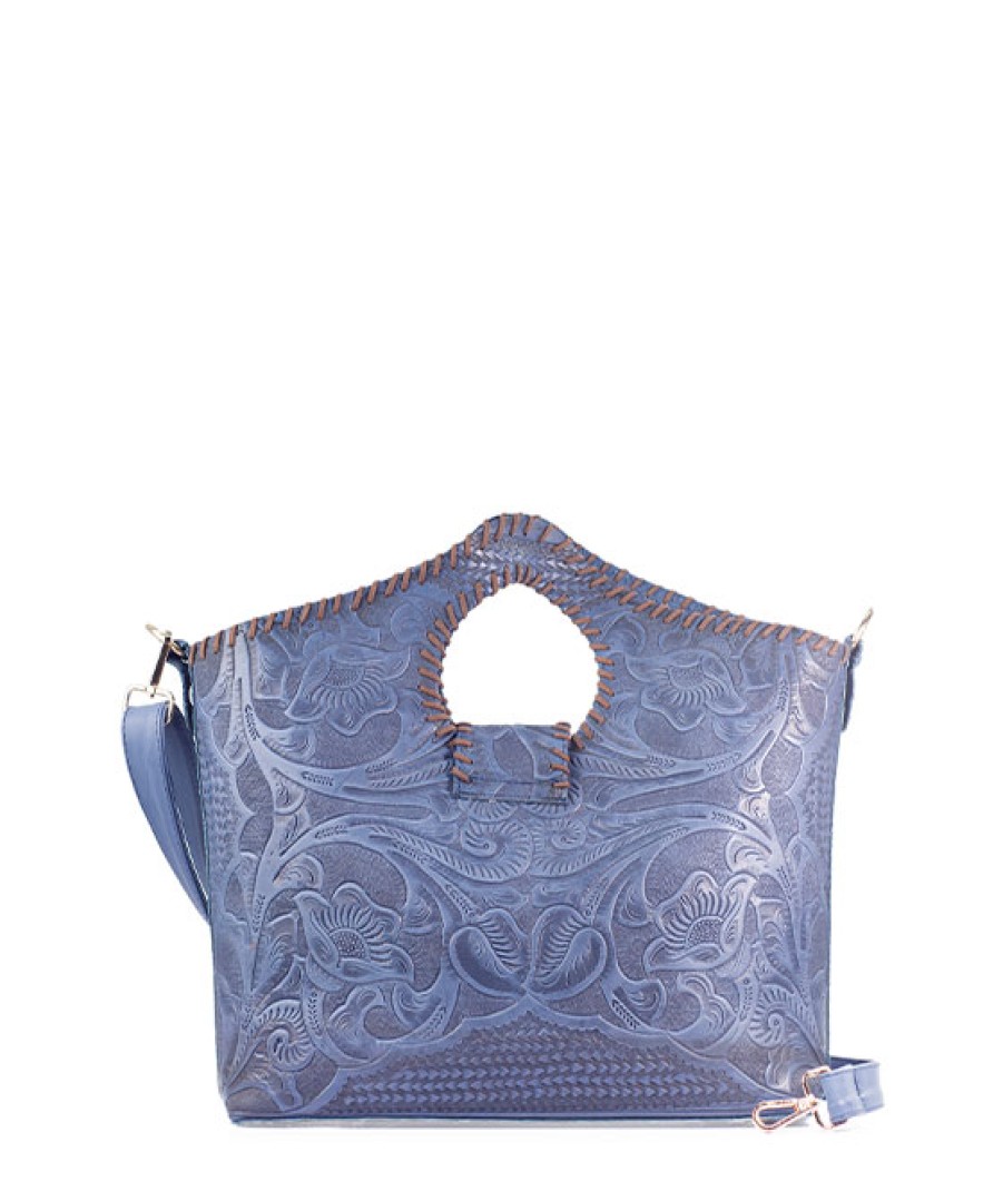 Bags Angel Lozano | Teresa Blue Embossed Leather