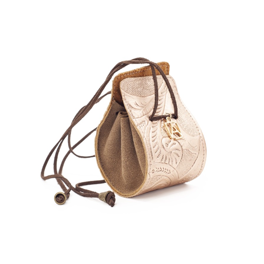 Accessories Angel Lozano | Rose Gold Engraved Leather Globe Purse