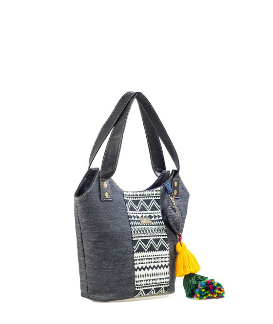 Bags Angel Lozano | Diana Ethnic Denim Black