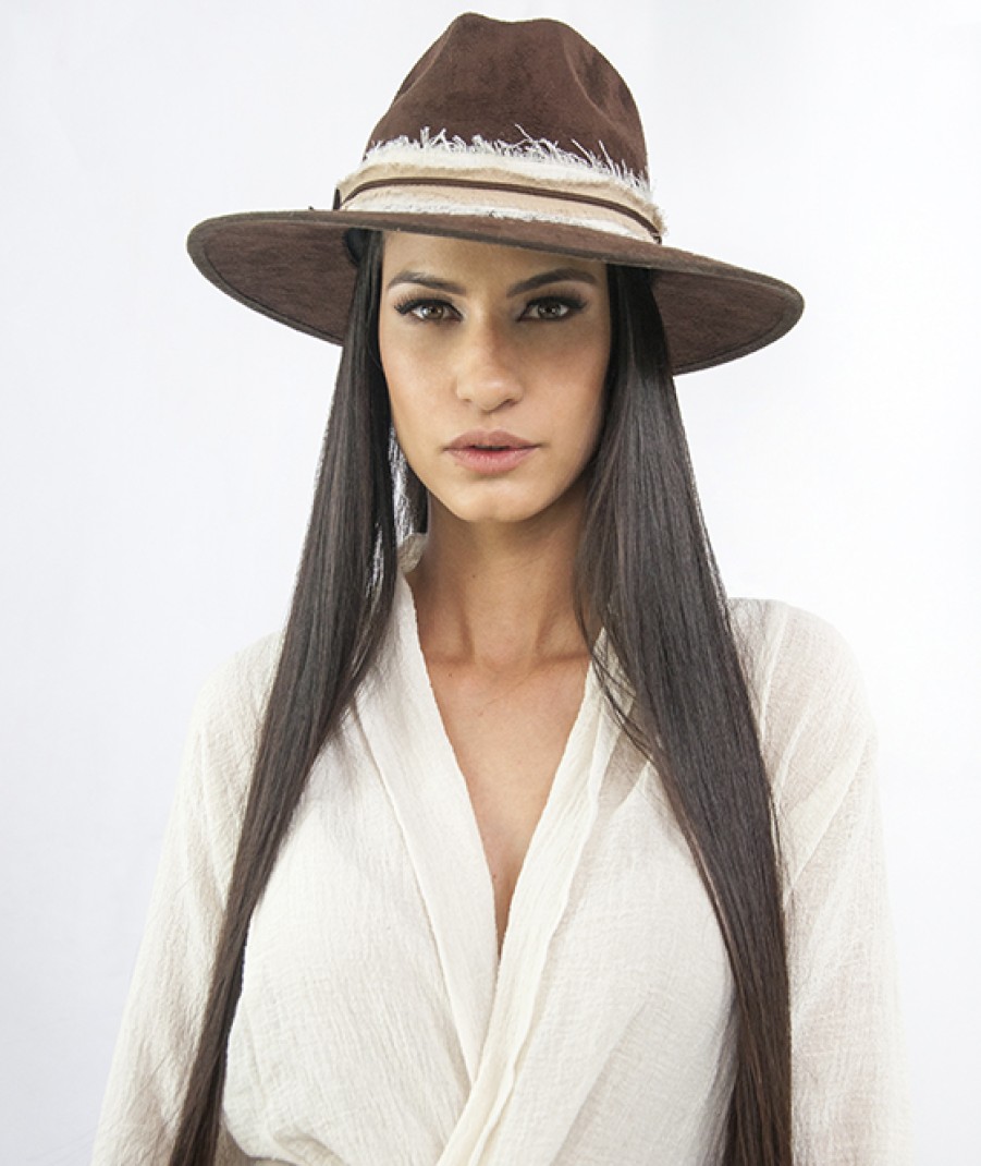 Accessories Angel Lozano | Brown Suede Straps Hat