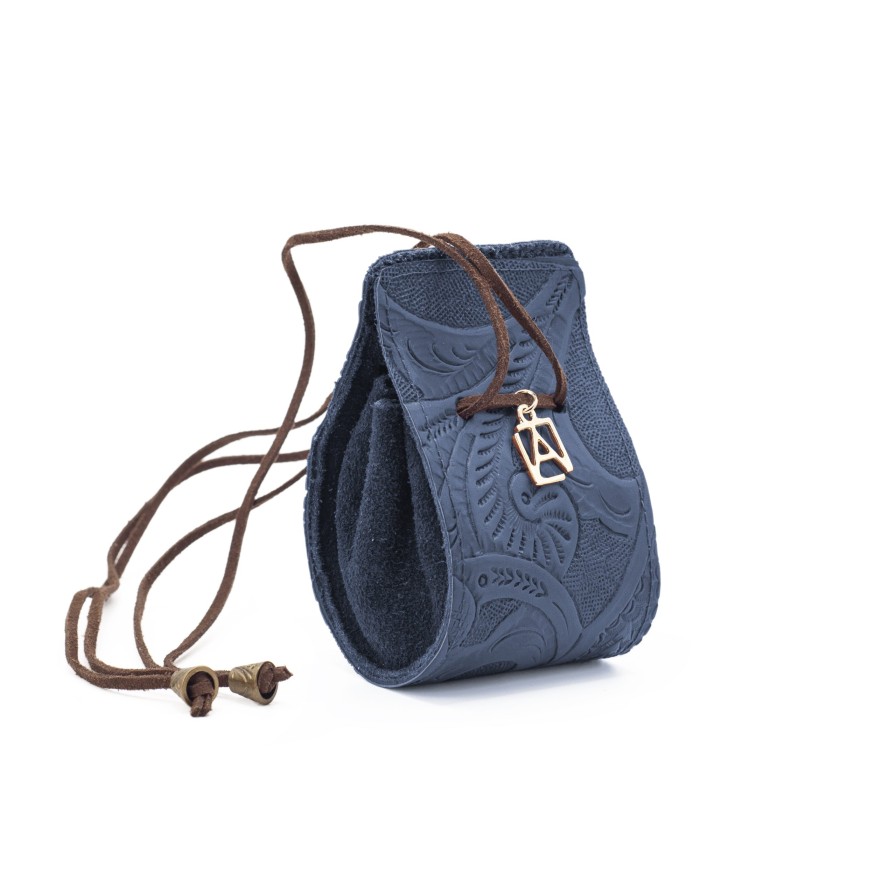 Accessories Angel Lozano | Blue Engraved Leather Globe Purse