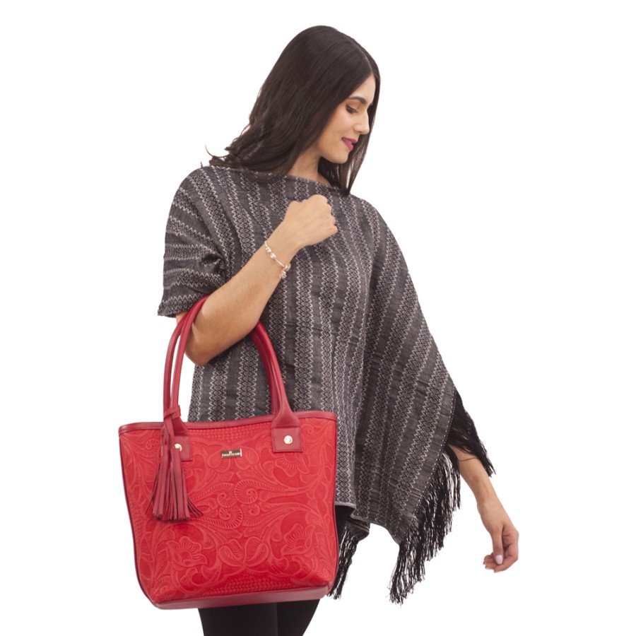 Bags Angel Lozano | Soraya Engraved Leather Red