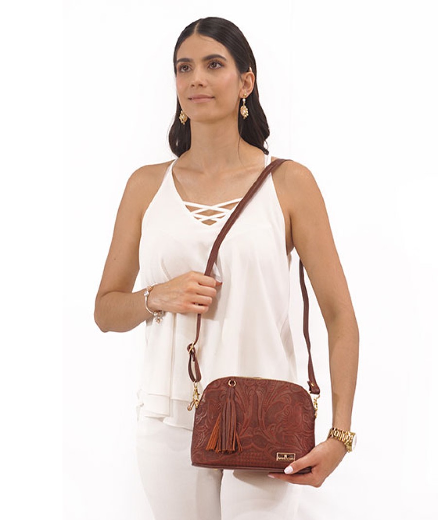 Bags Angel Lozano | Selena Engraved Leather Brown