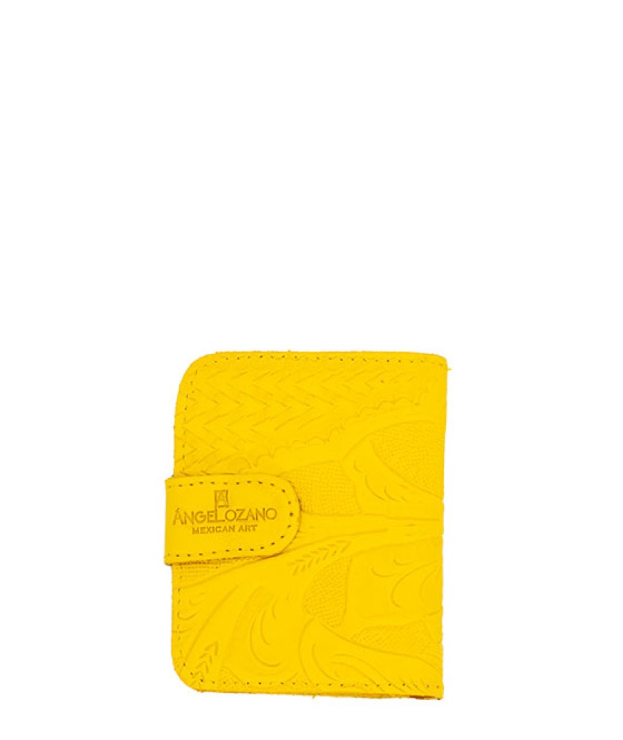 Accessories Angel Lozano | Yellow Engraved Leather Card Holder