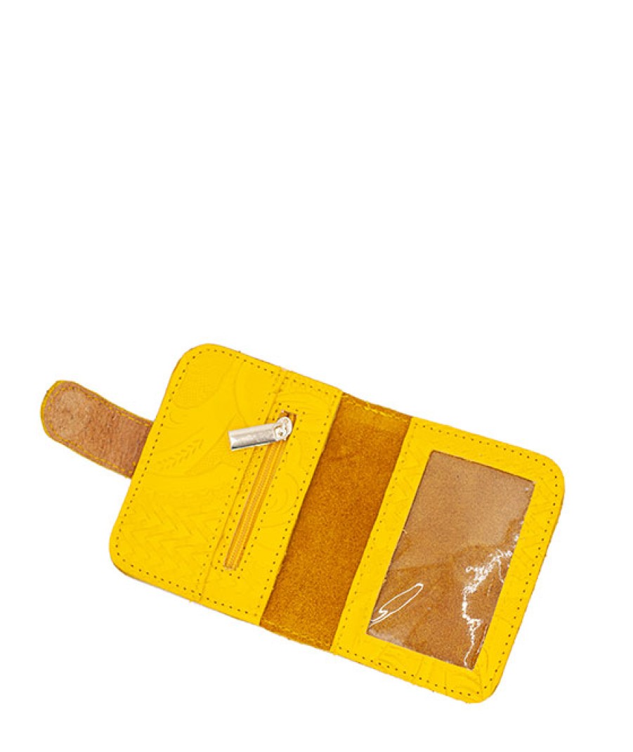 Accessories Angel Lozano | Yellow Engraved Leather Card Holder