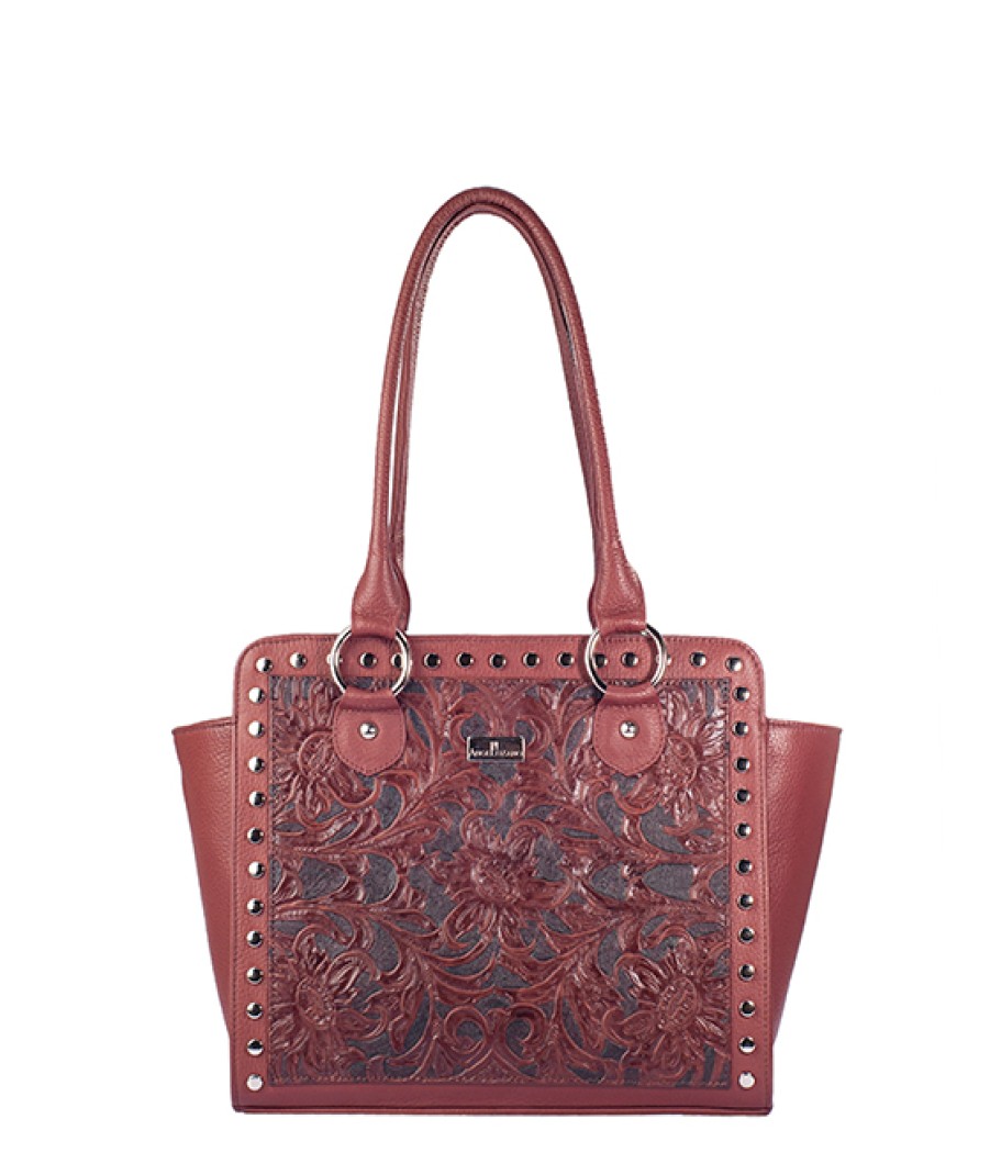 Bags Angel Lozano | Alba Engraved Leather Brown