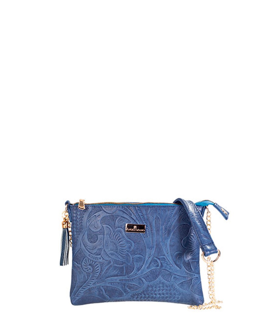 Bags Angel Lozano | Sand Blue Engraved Leather